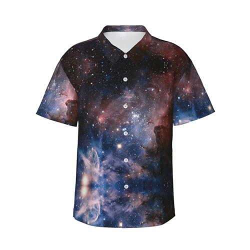 Chemise hawaïenne homme motif galaxie et voie lactée à manches courtes pour l'été