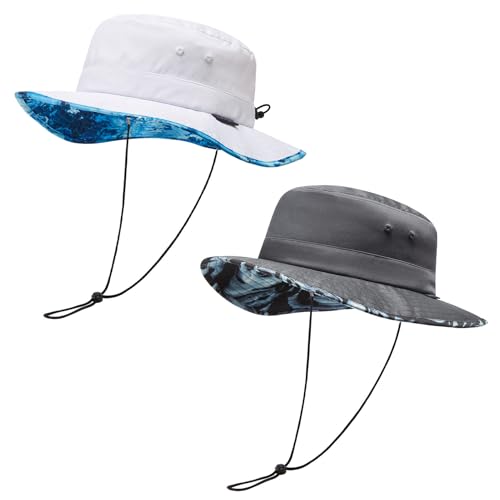 Image of UPF 50+ Foldable Sun Hat Patterned Under Brim Bucket Hats for Summer Hiking Fishing Beach Safari Men Women