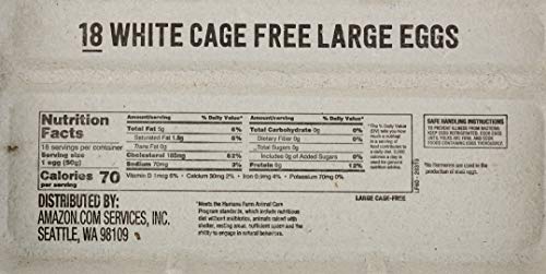 Amazon Brand - Happy Belly Cage Free Large White Eggs, Grade A, 18 Count (Packaging May Vary) #TOP4