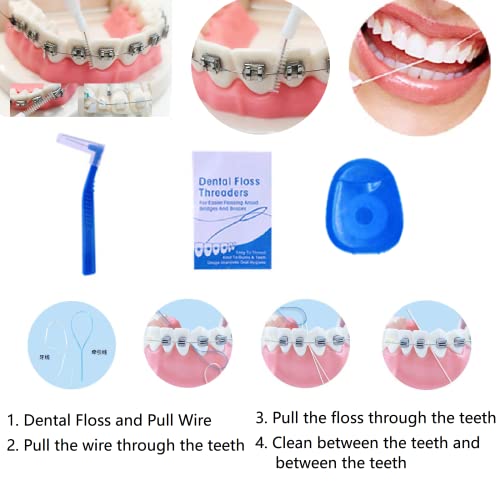 Boxed Portable Orthodontic Care Kit Orthodontic Toothbrush Kit For Braces For Orthodontic Patient Travel Oral Care Kit Dental Travel Kit Interdental Brush Dental Wax Dental Floss (8 Pcs/Pack)-Blue #TOP5