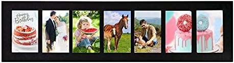 Adeco 7 Openings Black Wood Multi-Angled Wall Hanging College Picture, Made to display Seven 4 x 6 Inches Images Photo Frame, 0.33 foot X 0.5 foot