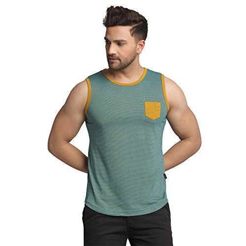 Image of RIGO Men's Striped Slim Fit Vest (SD01211054 Green