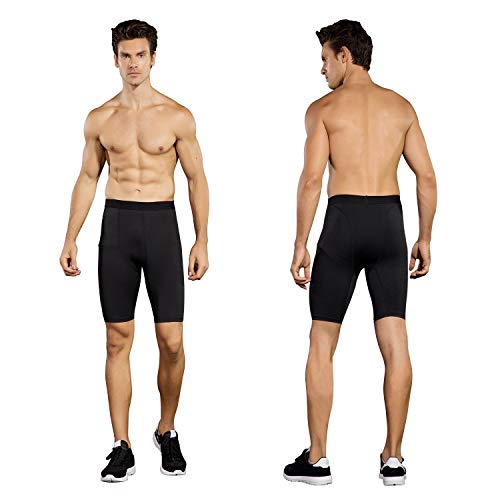 Niksa 3 Pack Compression Shorts Men Quick Dry Black Performance Athletic Shorts-XL - Thumbnail 2