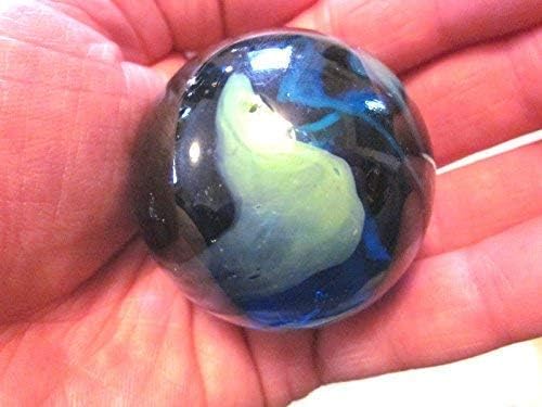 Miniatura 3 de ~ Grande 2" (50 mm) Ocean Tide Toe Breaker Translúcido Azul/Verde Vidrio Mármol w/Stand Shooter Swirl