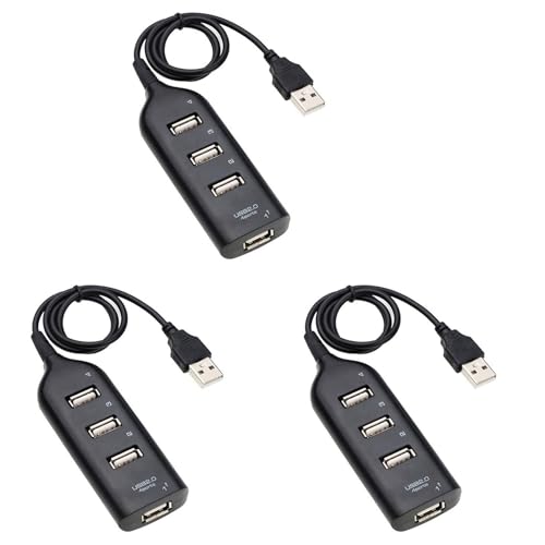 Eoslcusmvl 3X USB Hub 2.0 Divisor de Concentrador de Alta Velocidad Adaptador de Concentrador USB de 4 Puertos para Computadora PortáTil Receptor Accesorios de Computadora Negro