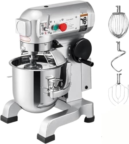 Batidora de alimentos comercial, batidora de soporte de masa, control de 3 velocidades, motor resistente de 450 W, cuenco de acero inoxidable, gancho de masa intercambiable, batidor plano, batidor de