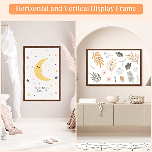 24X36 Poster Frame Brown Wood, Rustic Natural 36X24In Woodgrain Picture Frame, Modern Brown 24 X 36Inch Gallery Wall Photo Frame With Hd Plexiglass, Horizontal Vertical Wall Mounting Display 1Pcs #TOP1