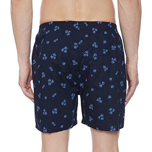Image of Longies Pure Mens 100% Cotton Boxers (Pack of 3) Regular Printed Shorts (LGBOXPO3V001 Navi,Cream,Brown3301 M)