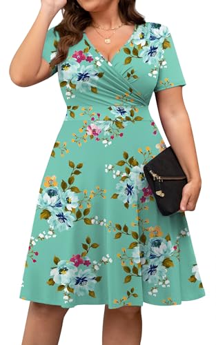 Image of POSESHE Womens Plus Size Dresses Sleeveless Wrap V-Neck Sundress Casual Summer Wedding Guest Cocktail Dress with Pockets