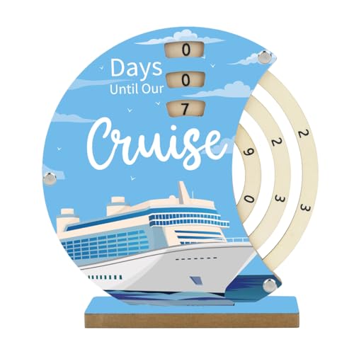 Cruise Vacation Countdown Calendar Manual Rotating Wooden Decor Wedding Retirement Cruise Beach Vacation Countdown Calendar Gifts for Women Men Friends 7 × 6.7 inch