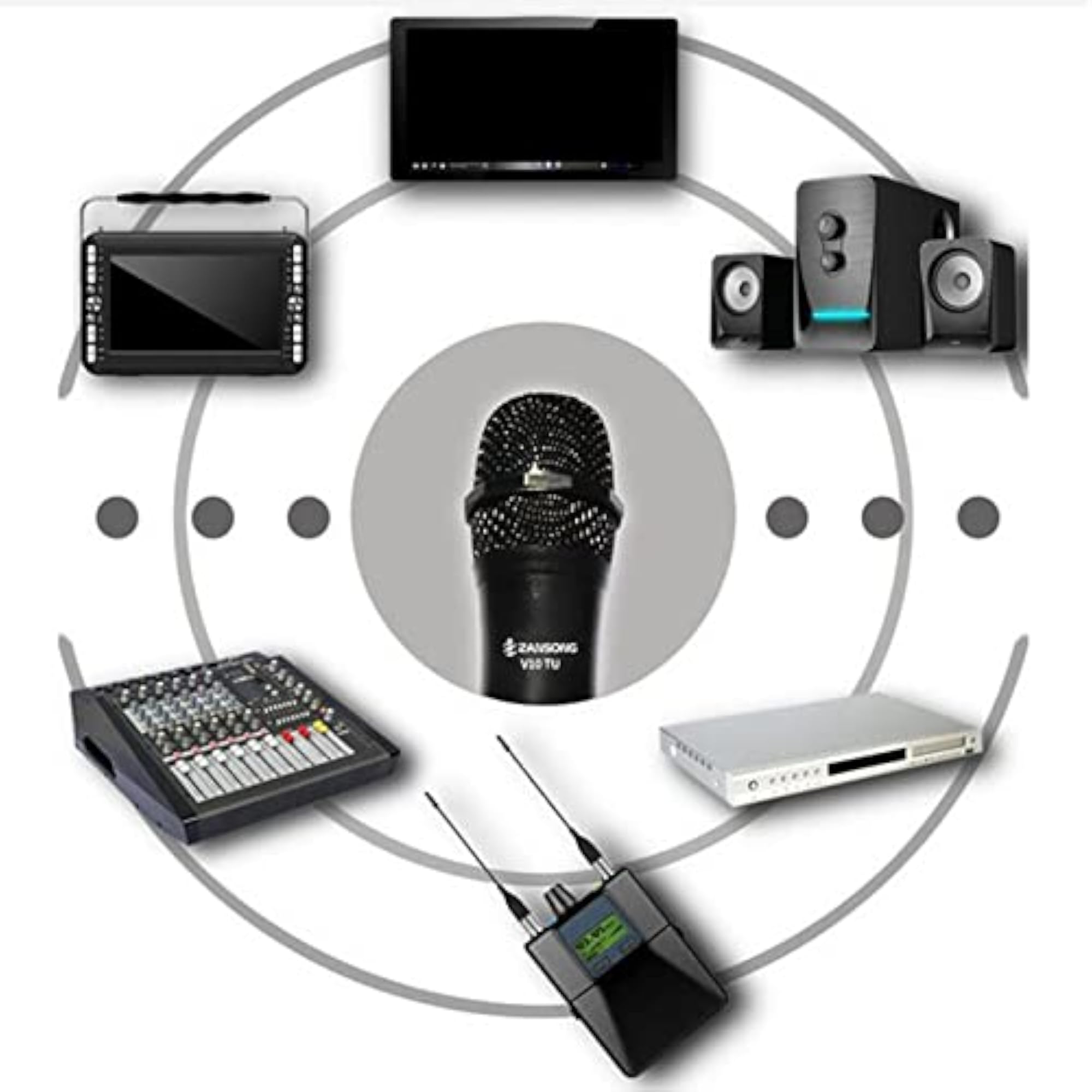 Pro V10 Wireless Handheld Microphone with USB Receiver