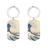 [ロニコン] 2枚入り キーリング 浮世絵 葛飾北斎 神奈川沖浪裏 武士道 和風 車用 キーチェーン キーホルダー バッグ付け キーチャーム キークリップ バッグ飾り 車 自転車 家庭 家の鍵 オフィス 鍵用 丸型 紛失防止 取付簡単 軽量 便利 頑丈 防錆性 丈夫 落下防止 5x2.8cm