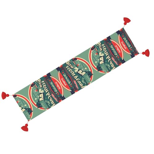 Chemin de table écossais rétro en tissu imprimé pour table basse et salle à manger