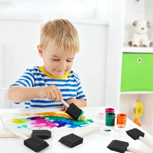 image for JIUZHU 10PCS Foam Paint Brushes, 1.6 Inch Sponge Paint Brush Set with 