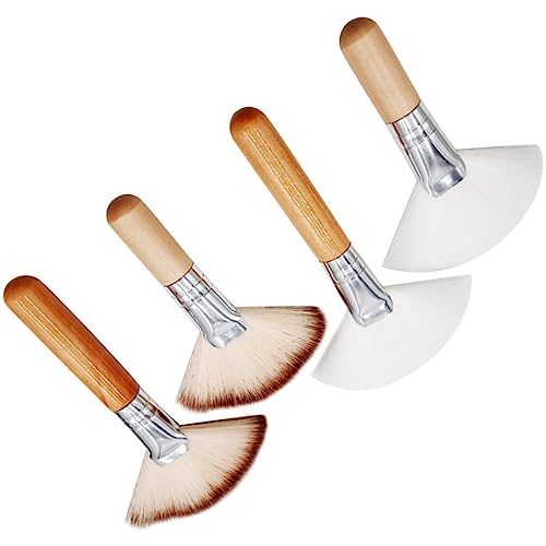 FRCOLOR Lash Brush 4pcs Fan Facial Applicator Brush Highlighting Cosmetics Brush Multi Use Makeup Face Highlighter Brush for Foundation Blush Concealer Makeup Brush