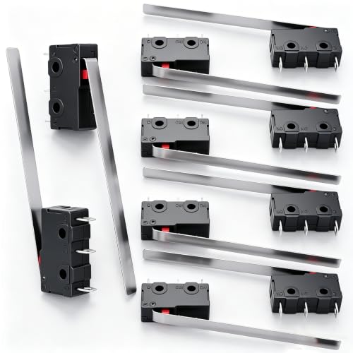 Twidec/10Pcs Mini Micro Limit Switch 5A 125 250V AC SPDT 1NO 1NC Very Long Straight Hinge Lever Arm Switch Snap Action Button Type 3 Pins KW11-3Z04