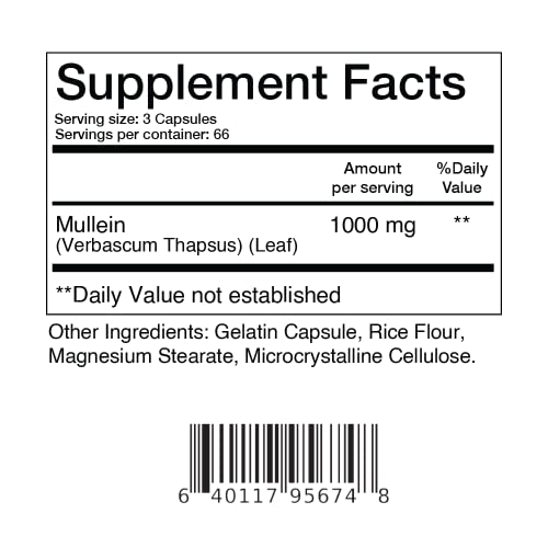 Mullein Leaf 1000 Mg Supplement, 200 Count - Support Respiratory & Bronchial Health And Build Natural Immune Function #TOP2