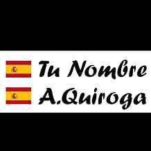 Vinyl Sticker Spanish Flag with Shield + Your Name – Bike, Helmet, Padel Racquet, Skateboard, Car, Motorcycle, etc. Kit of Two Vinyl (Black)