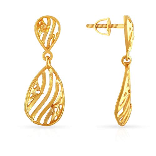 Malabar Gold & Diamonds 22k Yellow Gold Earrings for Women, Girls and Kids | 22 kt (916) BIS Hallmark Gold Drop Earrings for Birthday, Anniversary & Festive Gift - Image 3