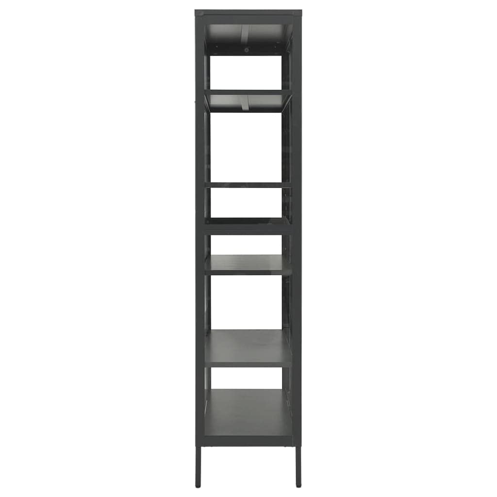 vidaXL Vitrina Estantería Alacena Porcelana Armario Lateral Estudio Oficina Revistas Libros de Acero y Vidrio Templado Gris Antracita 90x40x180 cm