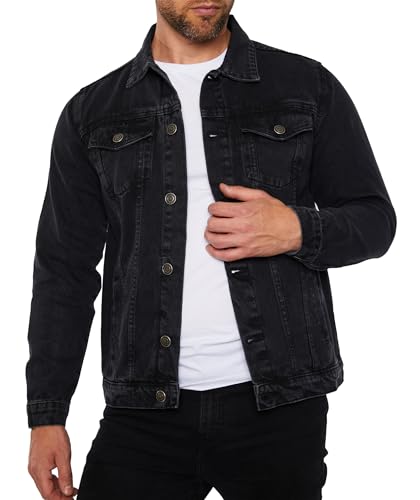 JMOJO Denim Jacket Men – Regular Fit Mens Black Jean Jacket