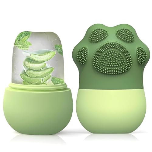 Image of MARKWELL Ice Roller for Face with Silicone Scrubber, 2-in-1 Facial Ice Roller & Face Massager for Puffy Eyes, Dark Circles & Skin Tightening, Reusable, Leak-Proof, BPA-Free, for Men & Women(Green)
