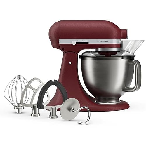 KitchenAid Artisan Plus 4.7L Stand Mixer with Tilt-Head, Stainless Steel Bowl, 10 Speed Variations, Dough Hook, Flat Beater & Whisk - Sun Dried Tomato