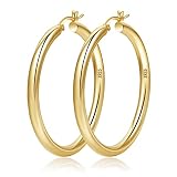 4mm Thick Gold Chunky Earrings Steling Silver Post Hoops Earrings For Women Hollow Tube Hoops Earrings Thick Golden Hoop Earrings Hypoallergenic Lightweight Gold Hoop Large Earrings 20/30/40/50/60MM