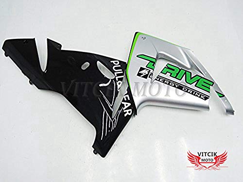 Vitcik (Fairing Kits Fit For Zx-10R Zx10R Ninja 2004 2005 Zx-10R Zx10R Ninja 04 05) Plastic Abs Injection Mold Complete Motorcycle Body Aftermarket Bodywork Frame (Silver & Black) A043 #TOP3