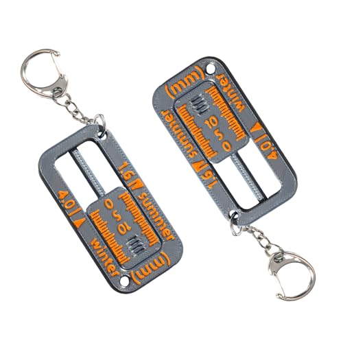Hikiwin 2Pcs Tire Tread Depth Gauge Keychain, Portable Easy Read
