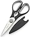 Kitchen Shears with Blade Cover, Stainless Steel Scissors for Herbs, Chicken, Meat & Vegetables, Black