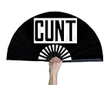God Glam It Hand Fan – Bamboo Hand Fan for Women and Men – Big Folding Fan – Chinese Fan for Festivals, Parades, and Decorations – Black Design with Custom Print – 12-inch Handheld Fan (Cunt)