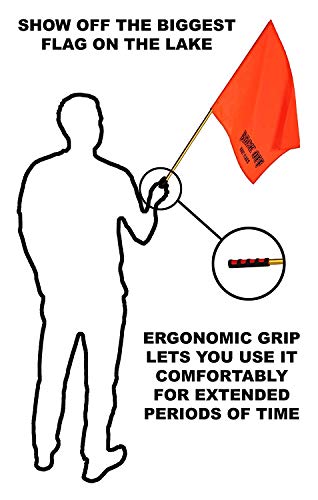 Giant Orange Boating Safety Flag with Pole for Water Skis Wakeboarding and Tubing - Universal Safety Skier Down Flag