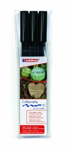 edding 1255 Calligraphy Pen Pack of 3 - Black by Edding, 3 St&uuml;ck (1er Pack)