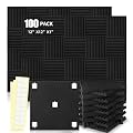 HWLIYUTAI 100 Pack Acoustic Panels 1 X 12 X 12 Inches - Acoustic Foam Studio Foam Wedges High Density Panels Soundproof Wedges Charcoal …