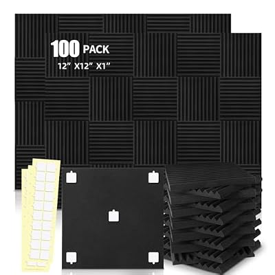 HWLIYUTAI 100 Pack Acoustic Panels 1 X 12 X 12 Inches - Acoustic Foam Studio Foam Wedges High Density Panels Soundproof Wedges Charcoal …