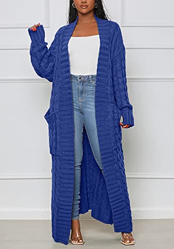 Image of Tcremisa Long Cable Knit Cardigans for Women Chunky Maxi Sweater Coat