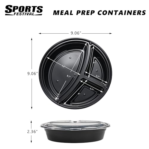 Sports Festival 12 Pack Meal Prep Containers, 33 Oz Round Bento Box thumb #1