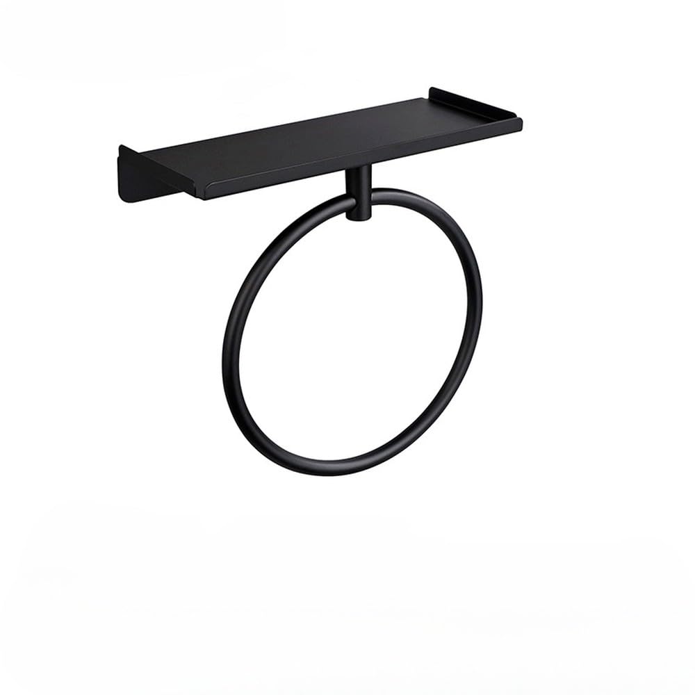 VVW&LIU 304 Stainless Steel Towel Ring No Piercing Towel Rack Bathroom Accessories Bathroom Towel Racks,Z Black