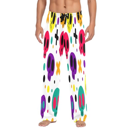 Qilmy Game Style Skulls Men's Cotton Pajama Pants, Lightweight Lounge Sleepwear with Drawstring and Pocket2