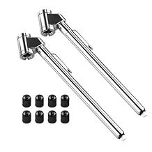 CZC AUTO Pencil Tire Pressure Gauge, Dual Head Trucks Air Gage, Accurate Mechanical Dually Chuck Wheel Service Checker, Stainless Steel Stem for Car RV ATV Motorcycle Bike, 10-120PSI Silver, 2 Pack