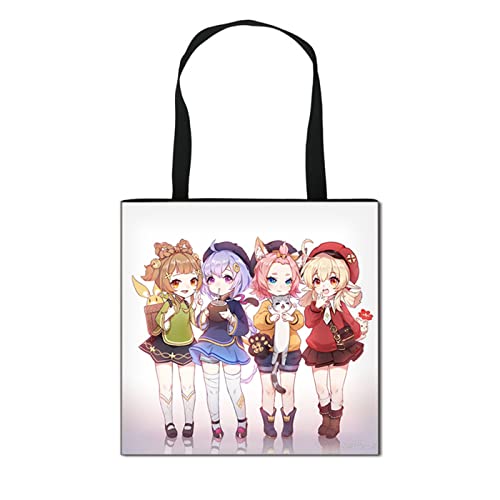 Genshin Impact Anime Thema Mode Einkaufstasche Segeltuchtasche Handbag Handtasche Umhängetasche Wiederverwendbar Klee Cover