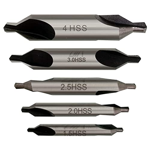 NRGDILY® Juego de Brocas de Centrado de Doble Cabeza de 5 Piezas, Trápido, Centrado de Acero, Broca de Centrado Manual, Orificio de Centrado de 806mm Cover