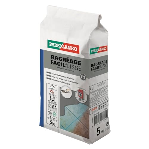 Parexlanko - Mortier de sol - Ragréage Facil'Lisse - Blanc - Préparation des sols en intérieur avant la pose de revêtements minces - Autolissant - 5kg