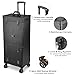 BYOOTIQUE Black Rolling Makeup Case Trolley Lockable with Mirror Light Pro Large Cosmetic for Artists Hair Stylist Barber Organized