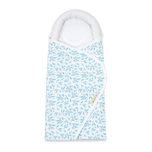 Image of TIDY SLEEP Baby Swaddle Wrappper Adjustable for Newborn || 100% Cotton Soft || Newborn Blanket for 0-3 Months (Blue Leaf)
