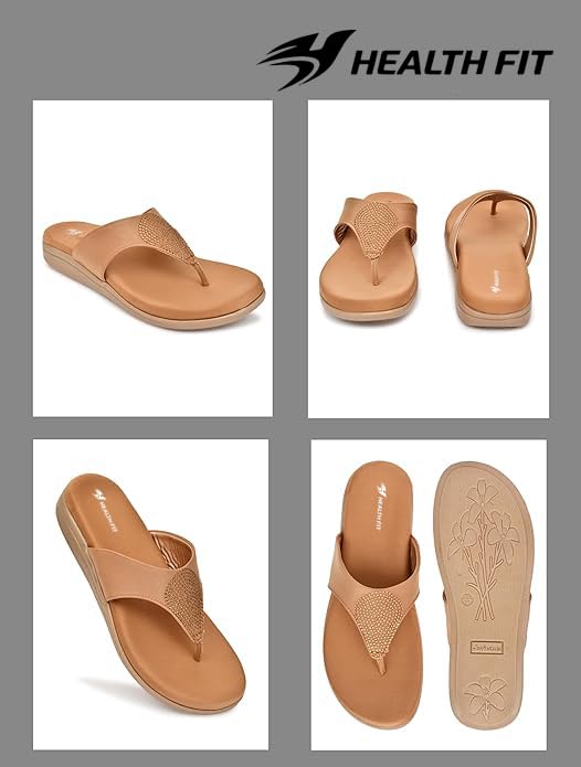 Image of HEALTH FIT EXTRA SOFT Women's Comfortable Memory Foam Doctor Slippers /Flip-Flops|Fashionable Casual & Stylish|Lightweight & Breathable|Outdoor Synthetic Casual Chappals Sandals Ladies & Girls HF21