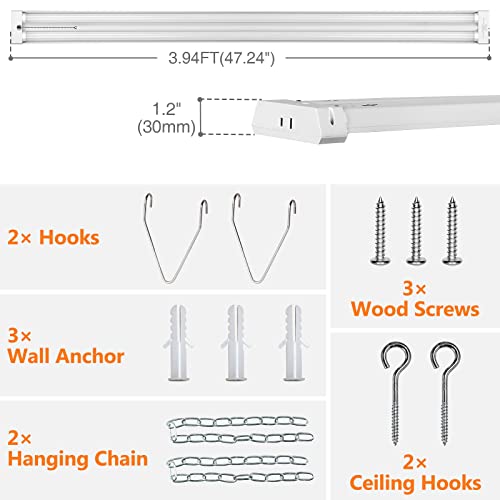 OOOLED 4FT Linkable LED Shop Light for Garages, 42W 4800LM 5000K Daylight White LED Ceiling Light, with Pull Chain (ON/Off), Linear Worklight Fixture, 4 Pack by OOOLED - Used condition - Image 4