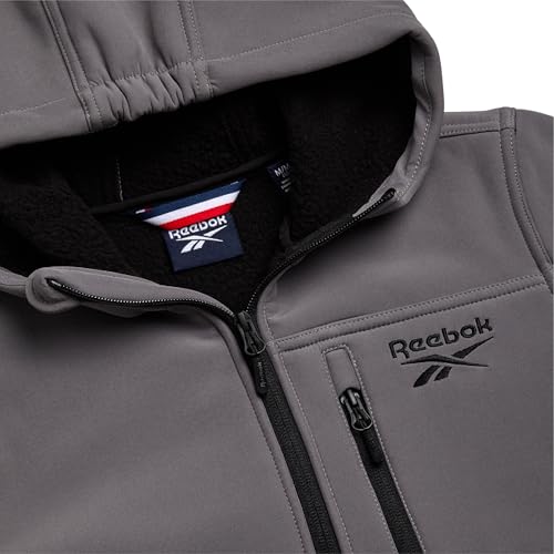Image of Reebok Boys Softshell Jacket, Sherpa Fleece Lined Hooded Windbreaker