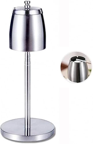 Ceniceros de acero inoxidable con tapa, ceniceros ajustables para el suelo, para interiores y exteriores, resistentes al viento, a prueba de lluvia,
